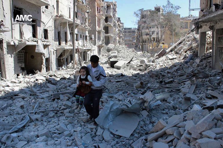 Halep, Sirija, Bombardiranje, Civili, Ruševine