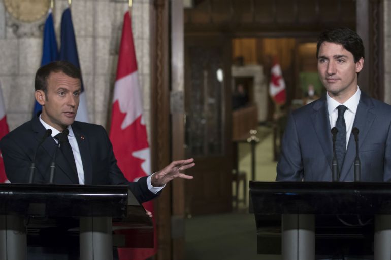 Emmanuel Macron, Justin Trudeau, Francuska, Kanada